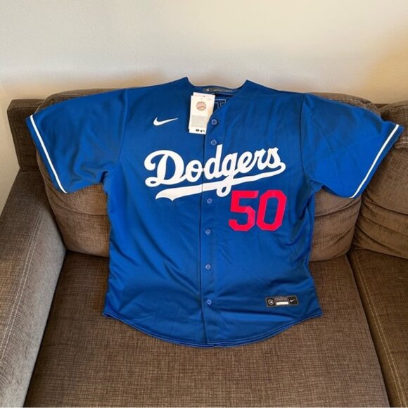 Nike Authentic Los Angeles Dodgers Mookie Betts #50 Blue Jersey Men’s Sz: L - Picture 1 of 7